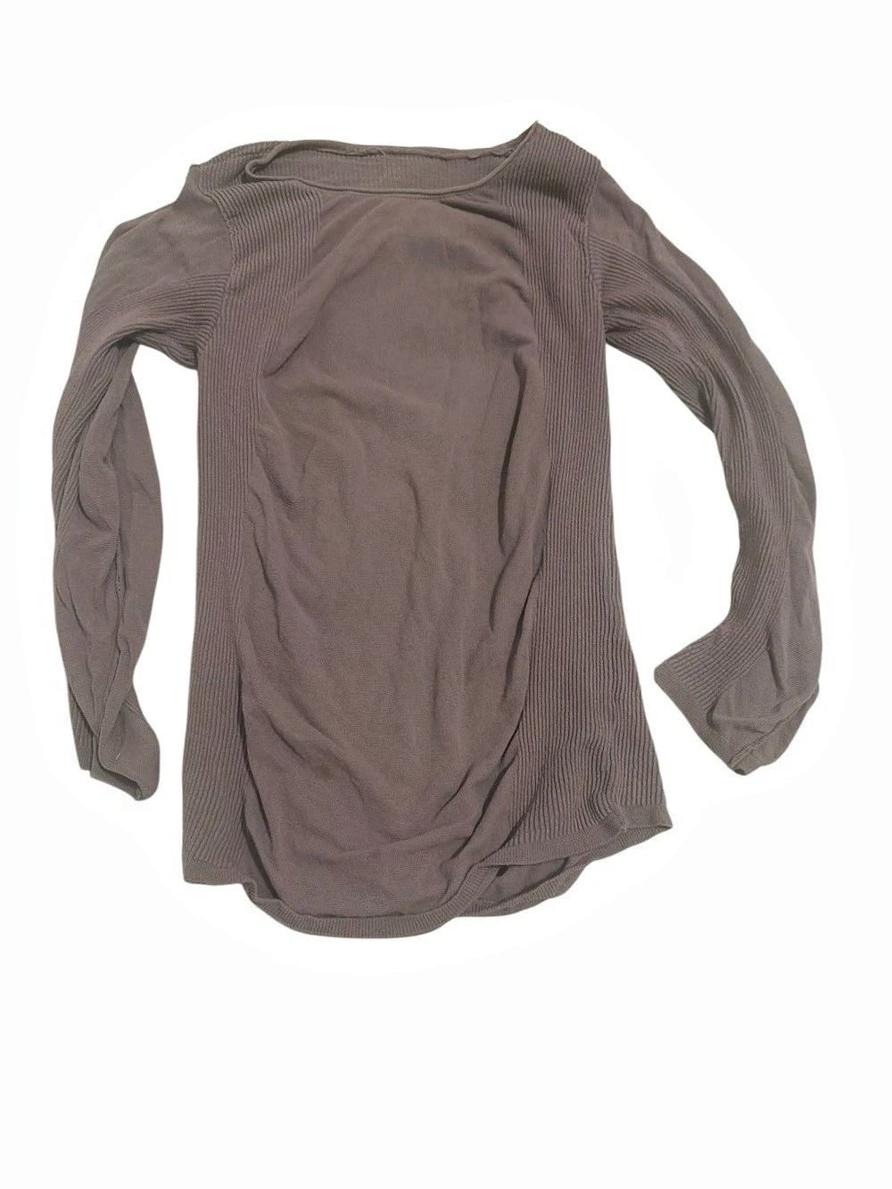 Transit Par-Such Long Sleeve Ribbed Top in Gray Size Small